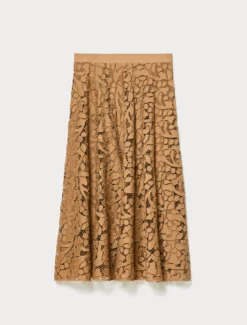 Gonna in pizzo macramè - CAMMELLO