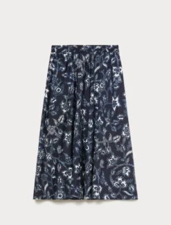 Gonna in popeline di cotone - BLU