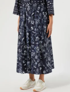Gonna in popeline di cotone - BLU