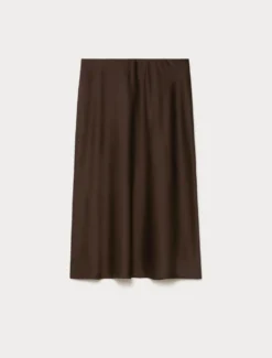 Gonna in raso fluido - MARRONE SCURO