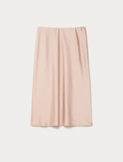 Gonna in raso fluido - ROSA ANTICO