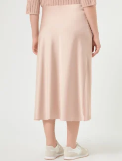 Gonna in raso fluido - ROSA ANTICO