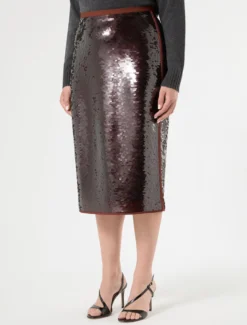 Gonna in tulle con paillettes - MATTONE ROSSO