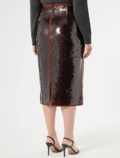 Gonna in tulle con paillettes - MATTONE ROSSO