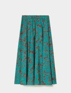 Gonna lunga in popeline di cotone - MARRONE