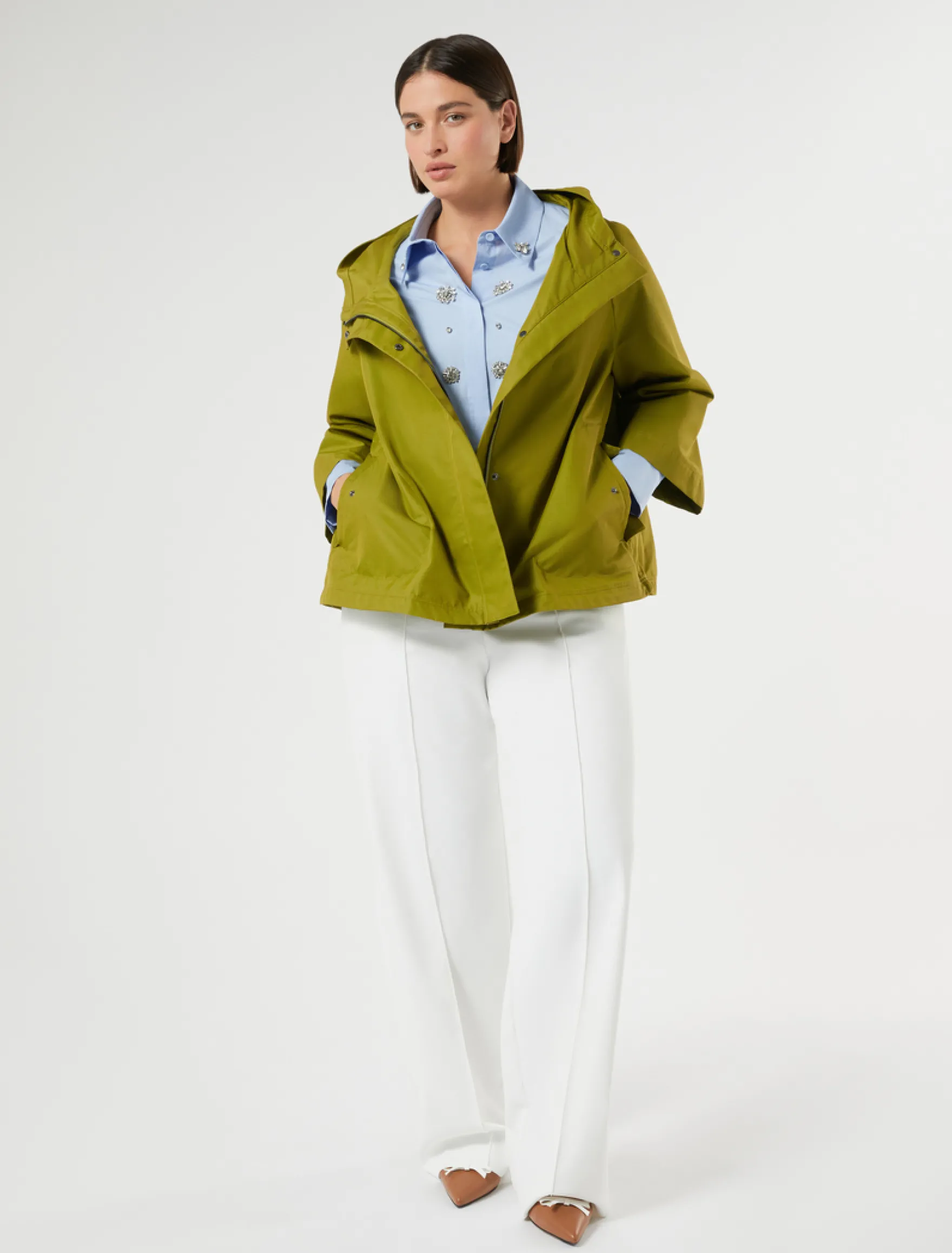 Impermeabile in twill di misto cotone - VERDE OLIVA