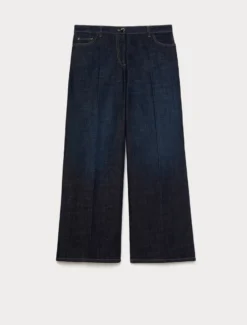 Jeans ampi in denim di cotone - BLU NOTTE