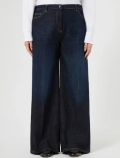 Jeans ampi in denim di cotone - BLU NOTTE