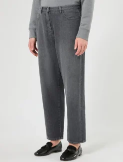 Jeans barrel in cotone tencel - ANTRACITE
