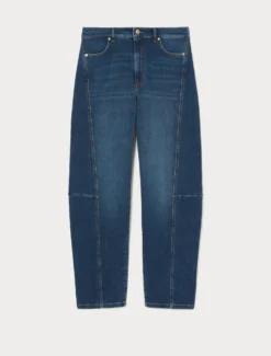 Jeans barrel in denim di cotone - BLU