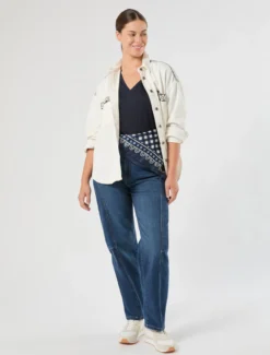 Jeans barrel in denim di cotone - BLU