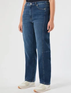 Jeans barrel in denim di cotone - BLU