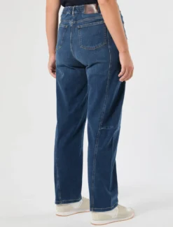 Jeans barrel in denim di cotone - BLU