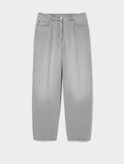 Jeans barrel in denim stretch - GRIGIO MEDIO
