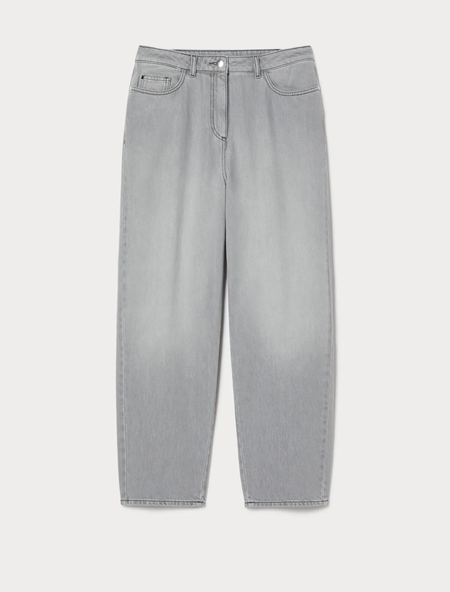 Jeans barrel in denim stretch - GRIGIO MEDIO
