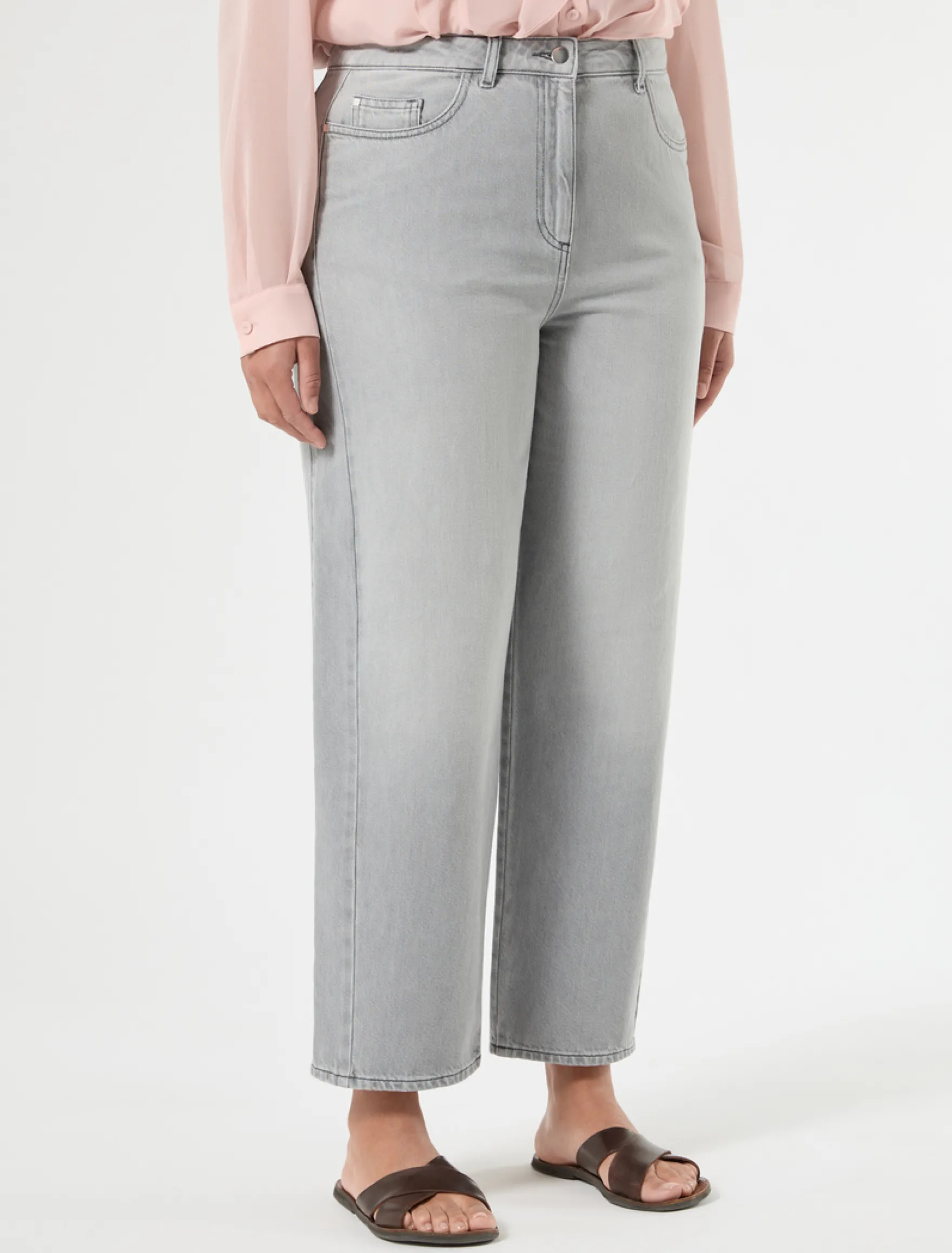 Jeans barrel in denim stretch - GRIGIO MEDIO