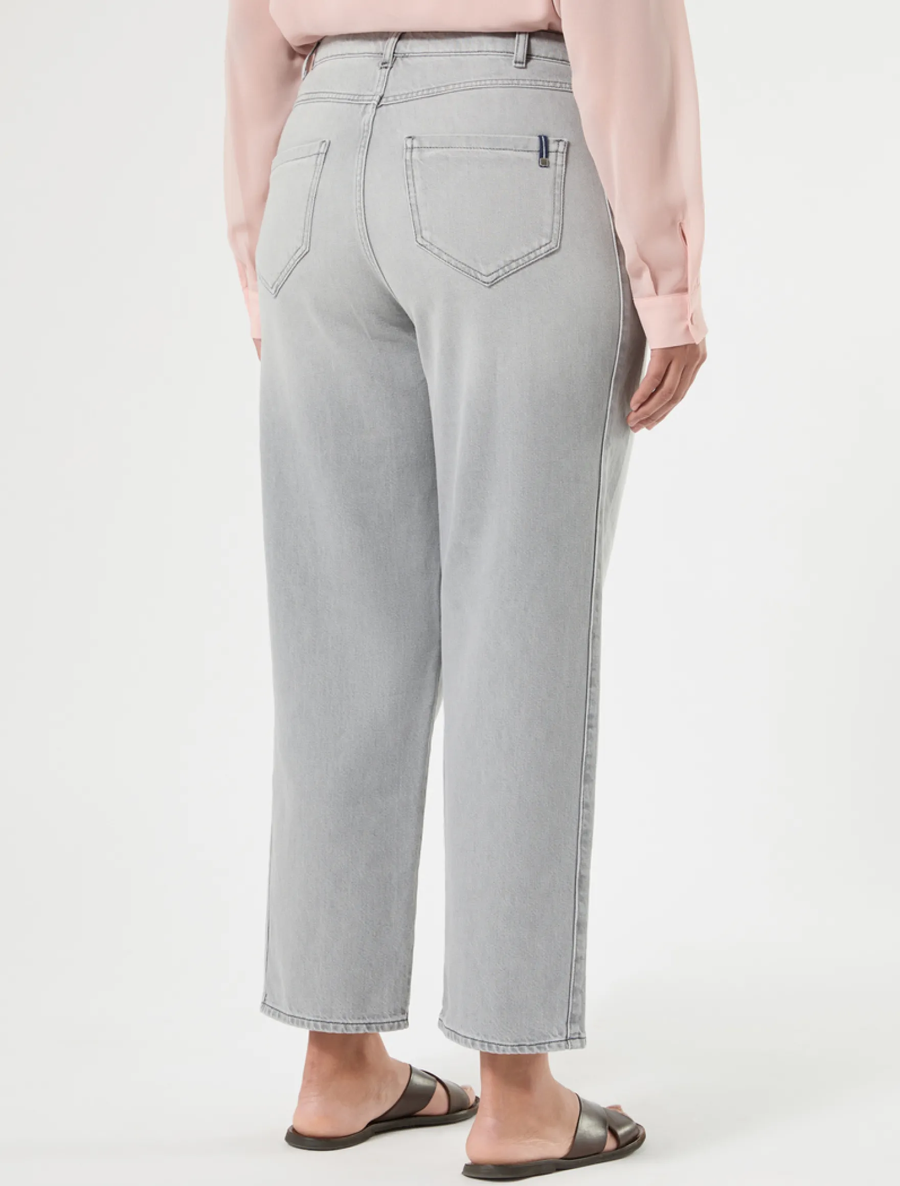 Jeans barrel in denim stretch - GRIGIO MEDIO