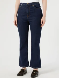 Jeans cropped in denim di misto cotone - BLU NOTTE