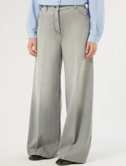 Jeans dritti in denim stretch - GRIGIO MEDIO