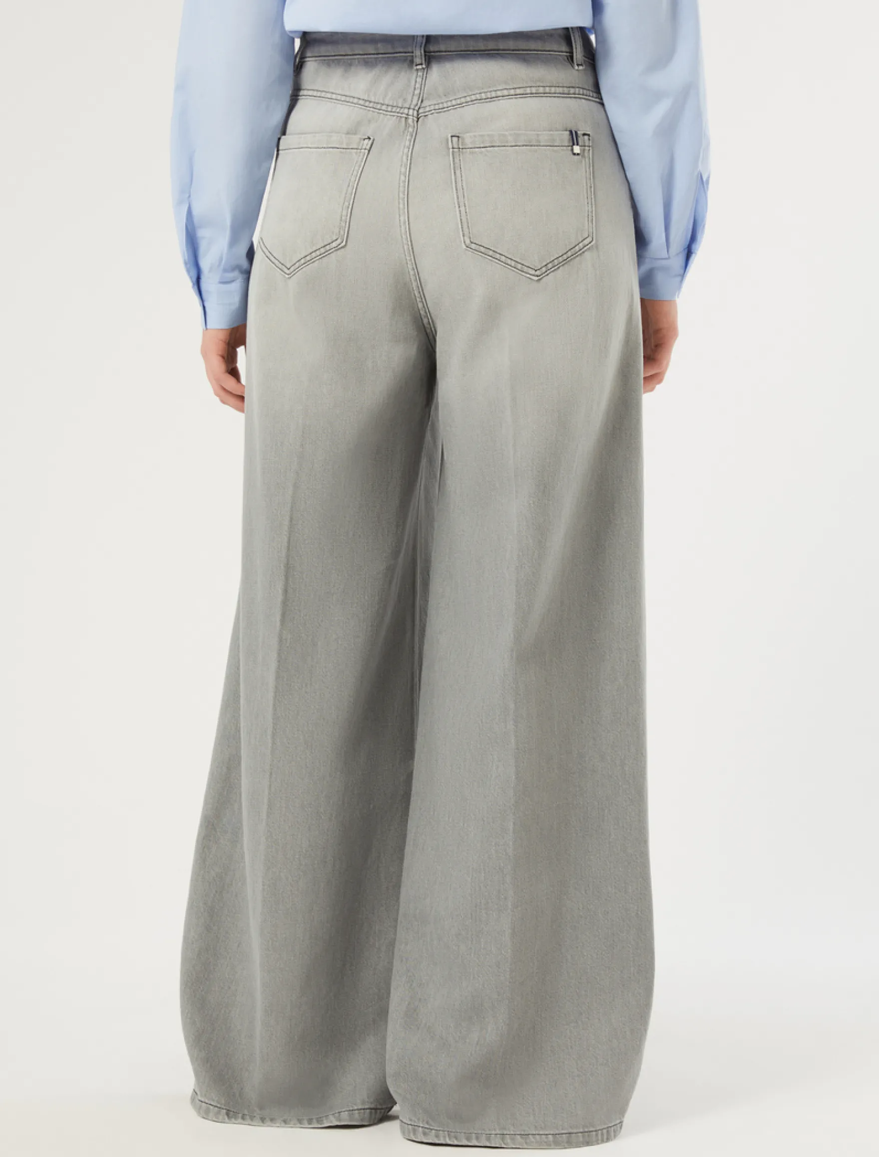 Jeans dritti in denim stretch - GRIGIO MEDIO