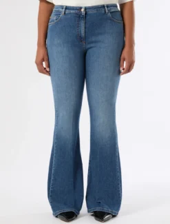 Jeans flare in denim di cotone - BLU NOTTE