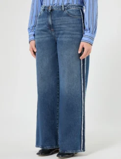Jeans in denim di cotone tencel - BLU MARINO
