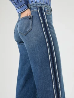 Jeans in denim di cotone tencel - BLU MARINO