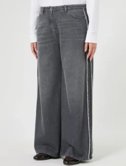Jeans in denim di cotone tencel - GRIGIO SCURO