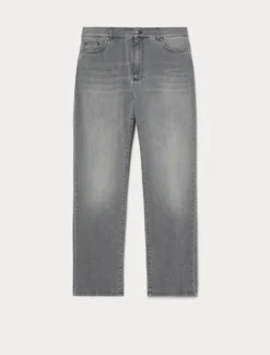 Jeans regular in denim di cotone - NERO