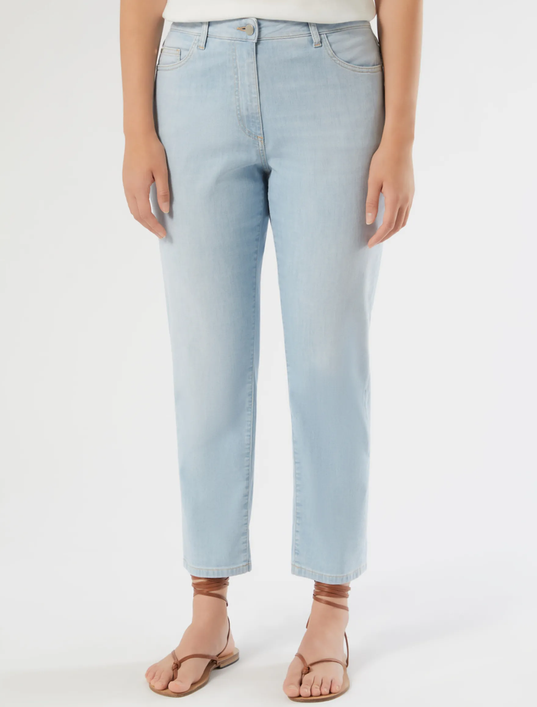 Jeans slim fit in cotone tencel - AZZURRO