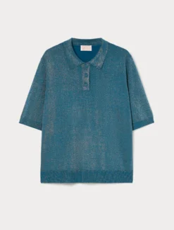 Maglia a polo in viscosa - PETROLIO