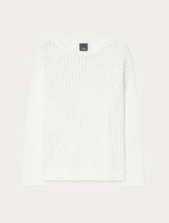 Maglia boxy in cotone traforato - BIANCO