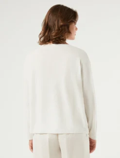 Maglia boxy in lino e cotone - AVORIO