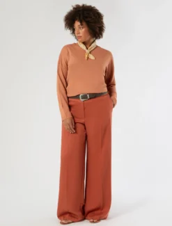 Maglia boxy in lino e cotone - RAME