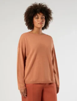 Maglia boxy in lino e cotone - RAME