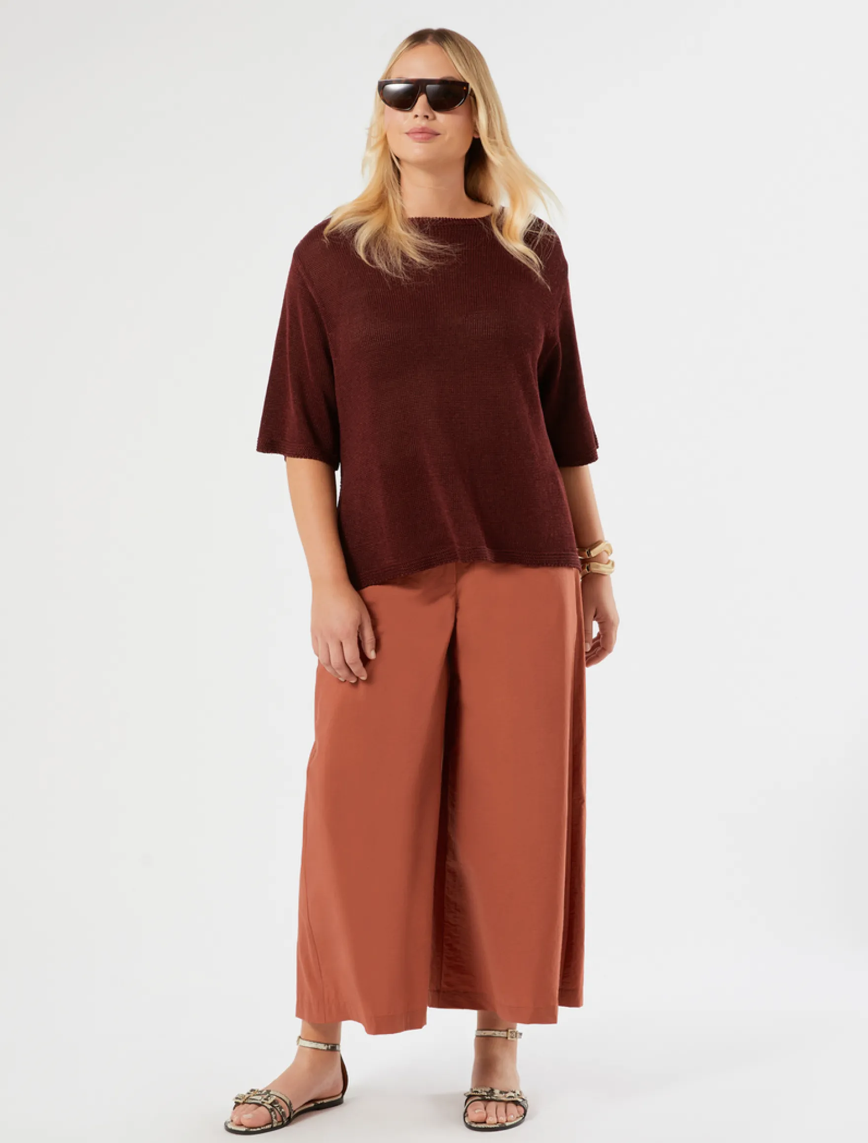 Maglia in cordonetto di lino - BORDEAUX