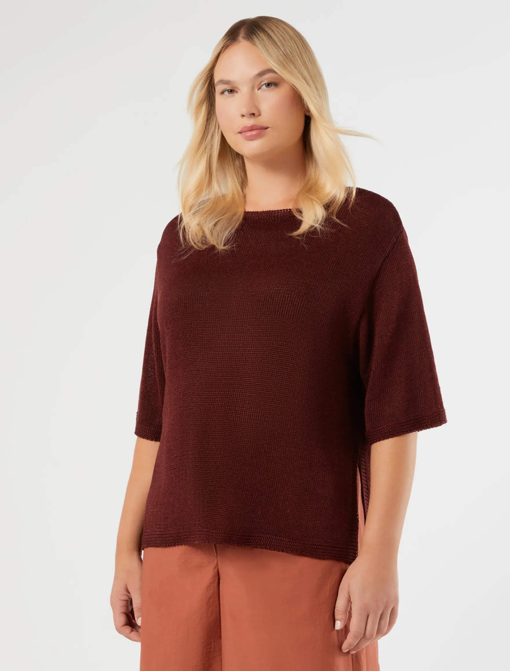 Maglia in cordonetto di lino - BORDEAUX