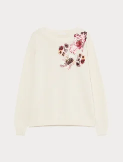 Maglia in cotone con patch - BIANCO