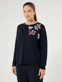 Maglia in cotone con patch - BLU NOTTE