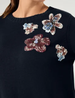 Maglia in cotone con patch - BLU NOTTE