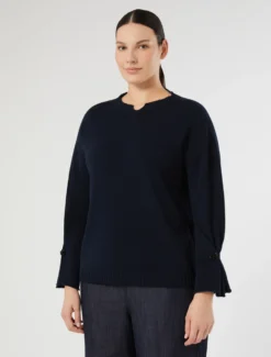 Maglia in cotone crêpe - BLU NOTTE