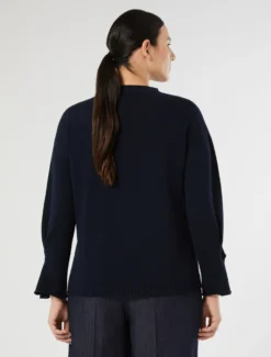 Maglia in cotone crêpe - BLU NOTTE