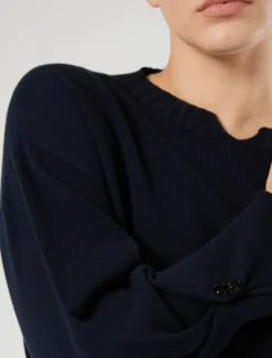 Maglia in cotone crêpe - BLU NOTTE