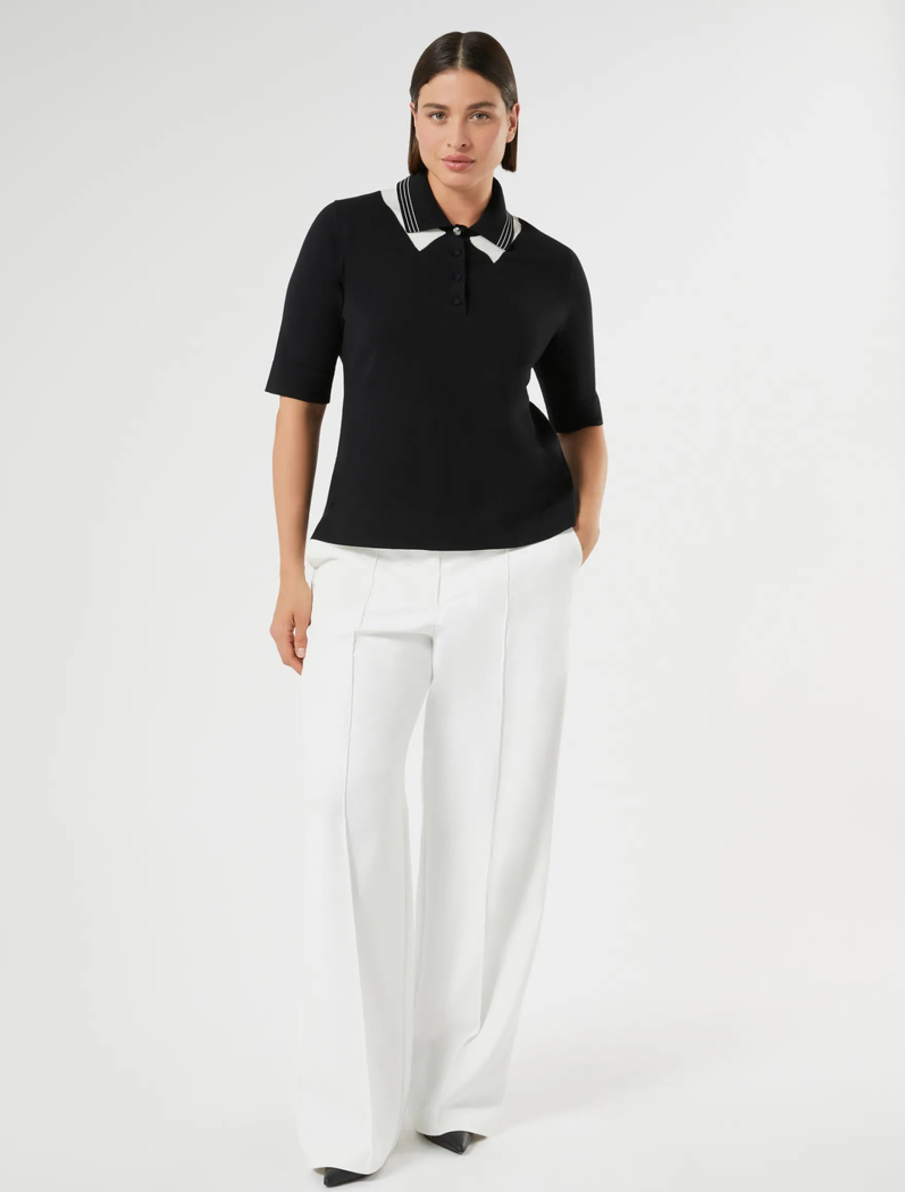Maglia in cotone crêpe - NERO