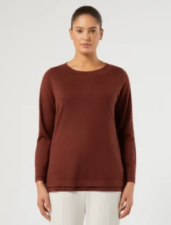 Maglia in lana, seta e cachemire - MATTONE ROSSO