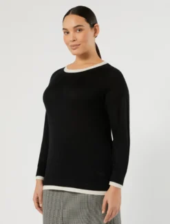 Maglia in lana, seta e cachemire - NERO BIANCO