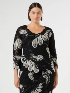 Maglia in misto cotone con ricamo - BIANCO AVORIO