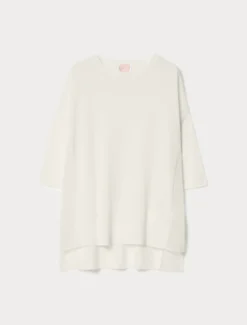 Maglia in misto cotone e georgette - BIANCO