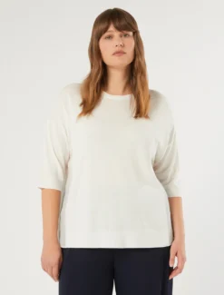 Maglia in misto cotone e georgette - BIANCO