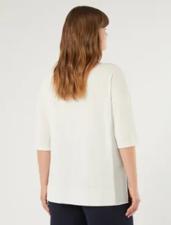 Maglia in misto cotone e georgette - BIANCO